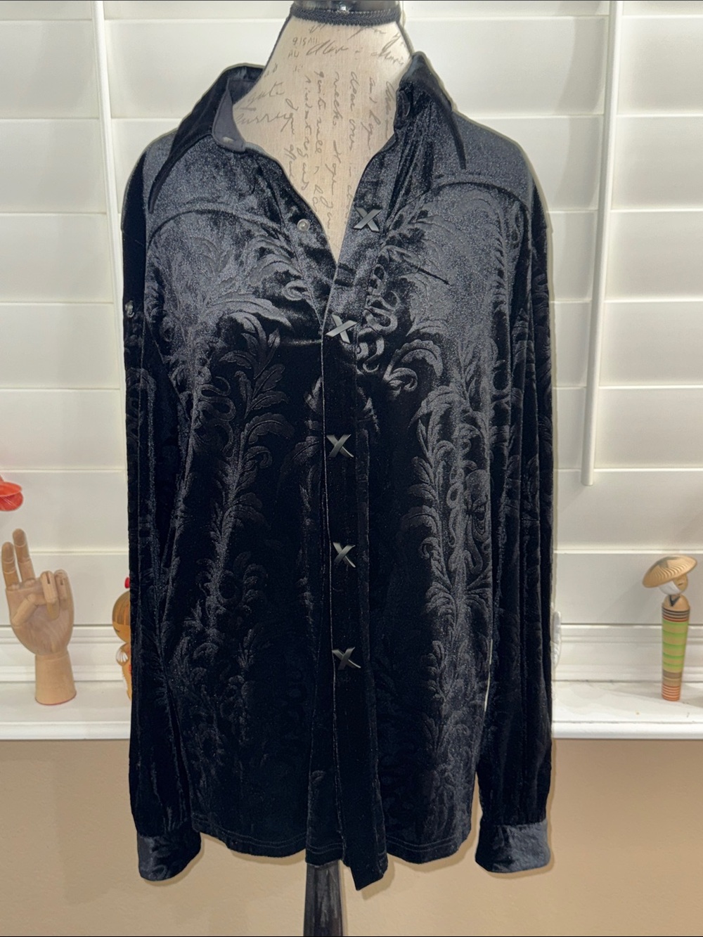Punk Rave Kraken Cthulhu Baroque Gothic Embossed Velvet Shirt